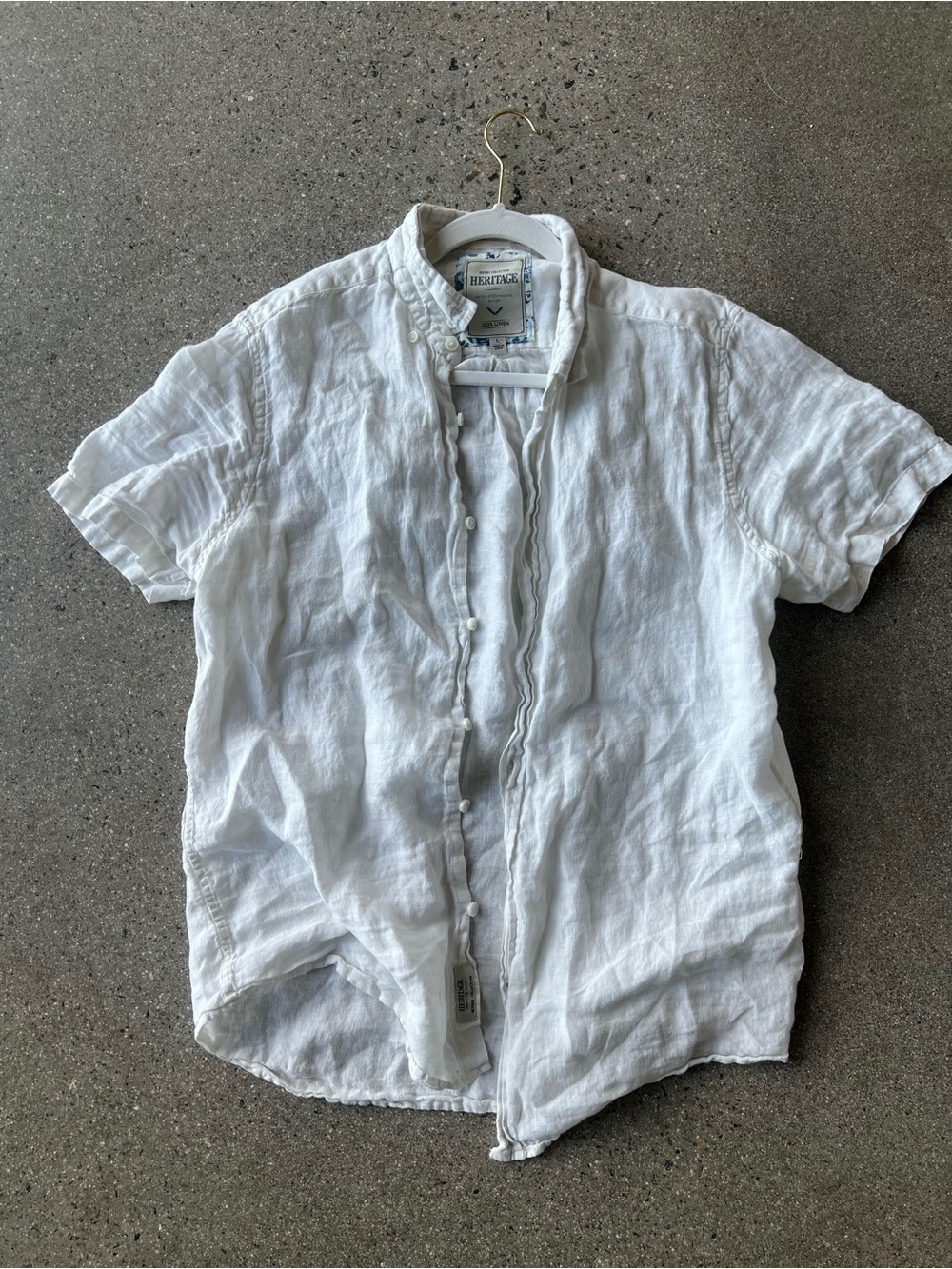 Heritage White Short-Sleeve Linen Button-Down Shirt